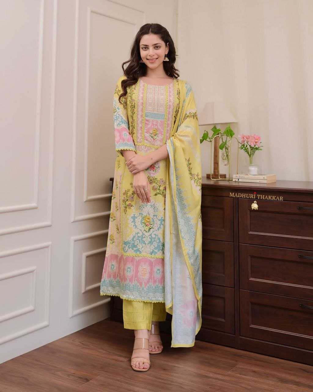 Ynf Soft Silk KESH602 SOFT LOOM Suits & Dresses Wholesale Printed Suits Party wear suits Yellow Salwar Suit Manufacturer- Kapda Export