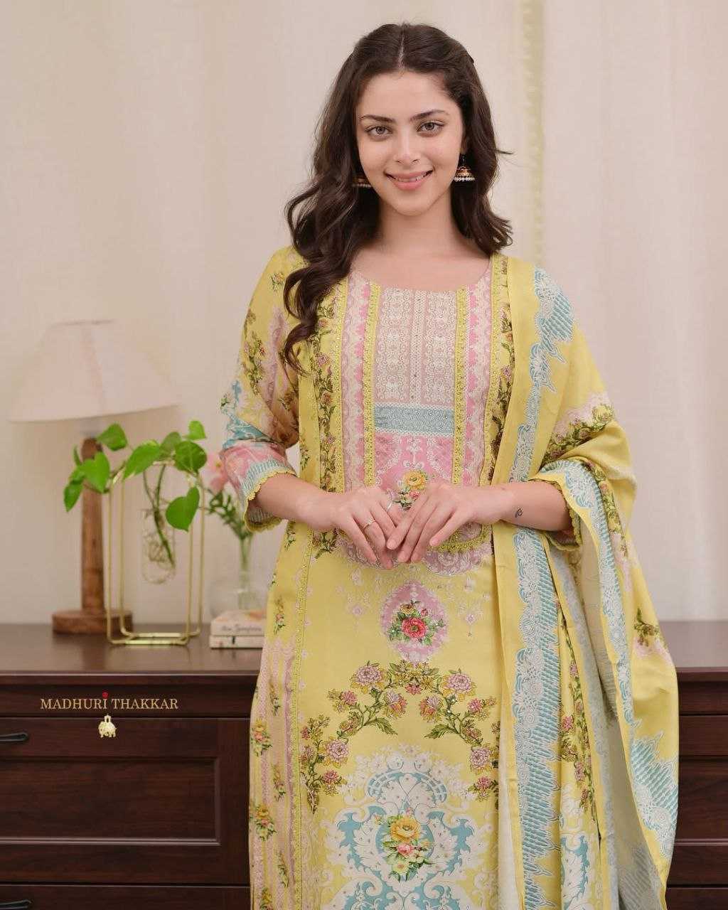 Ynf Soft Silk KESH602 SOFT LOOM Suits & Dresses Wholesale Printed Suits Party wear suits Yellow Salwar Suit Manufacturer- Kapda Export