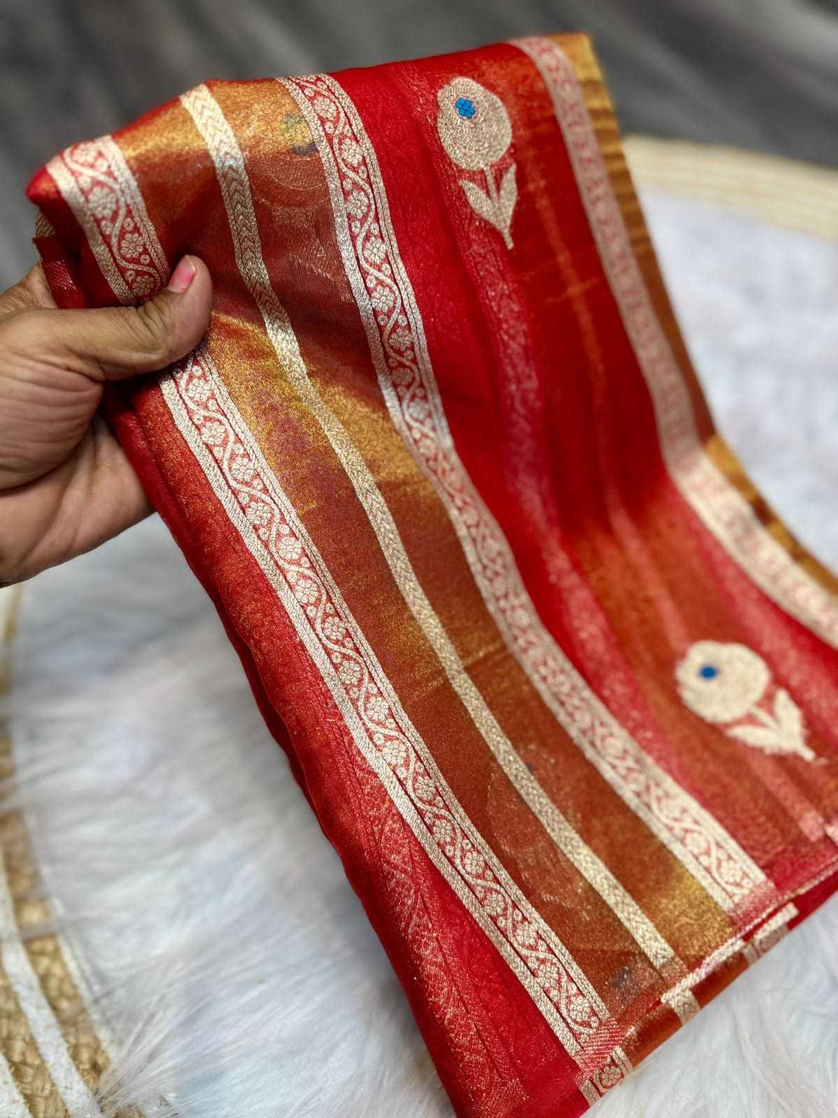 Ynf Tissue Silk KESH484 SUMMER HEAT Silk Sarees Wholesale Banarasi Silk Sarees Brocade Sarees Zari Border Silk Sarees Manufacturer- Kapda Export