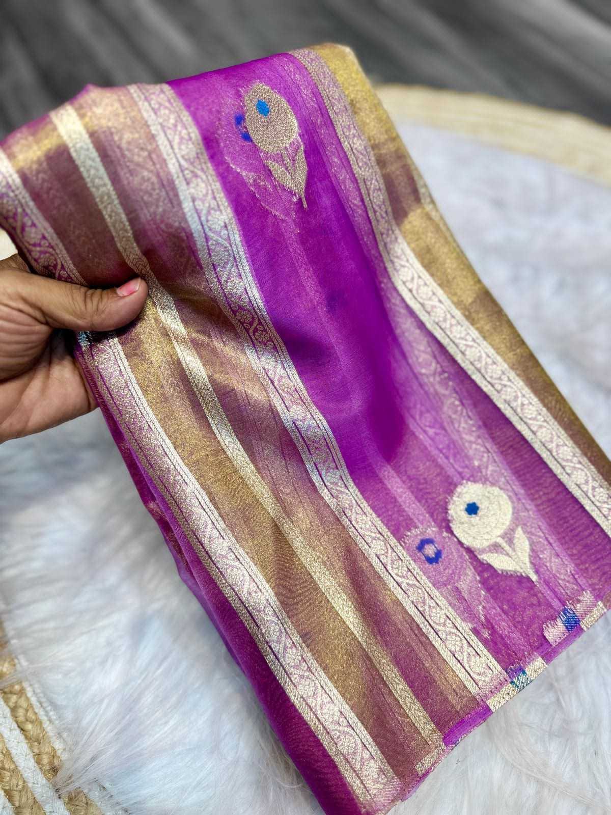 Ynf Tissue Silk KESH484 SUMMER HEAT Silk Sarees Wholesale Banarasi Silk Sarees Brocade Sarees Zari Border Silk Sarees Manufacturer- Kapda Export