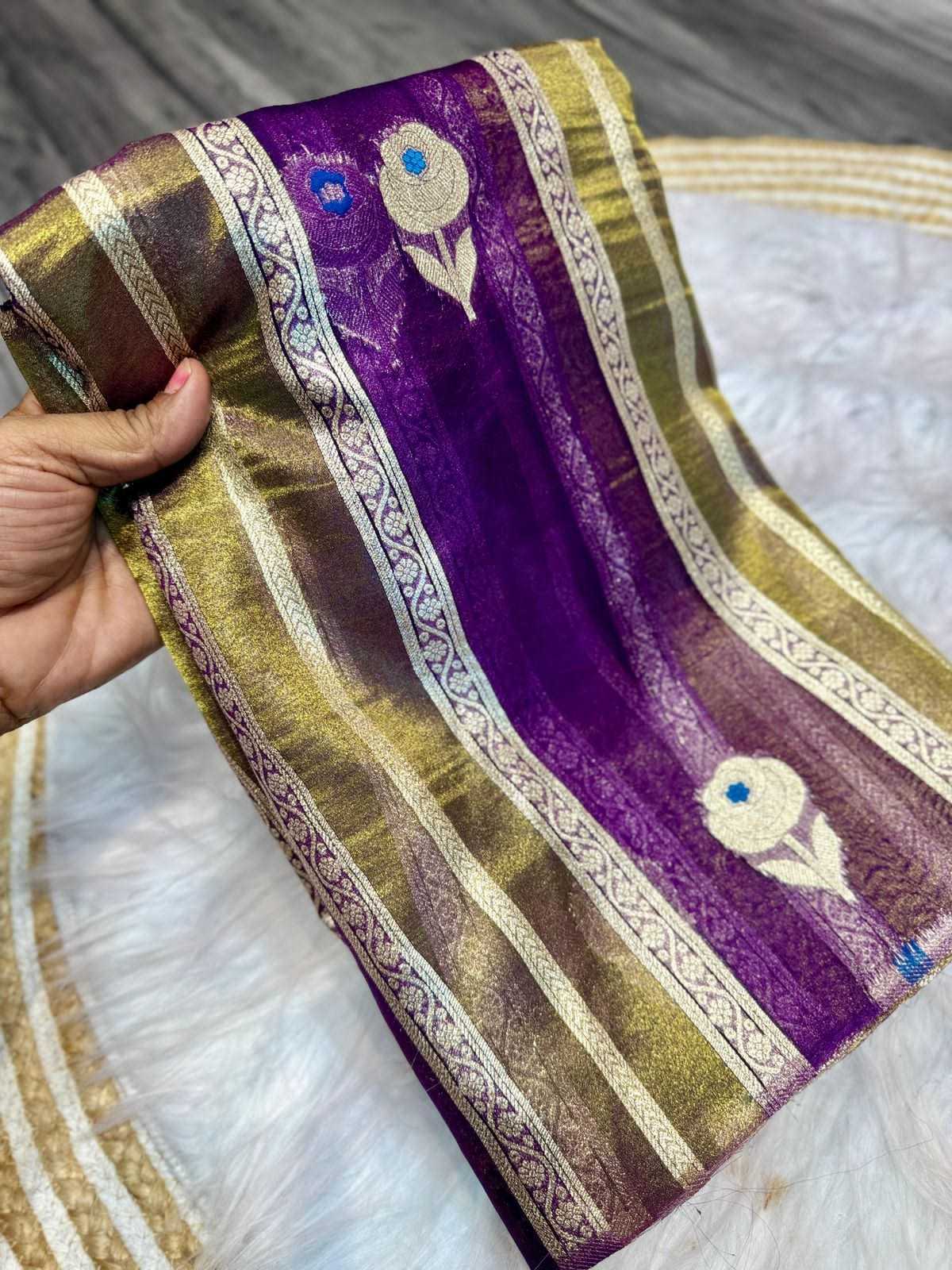 Ynf Tissue Silk KESH484 SUMMER HEAT Silk Sarees Wholesale Banarasi Silk Sarees Brocade Sarees Zari Border Silk Sarees Manufacturer- Kapda Export