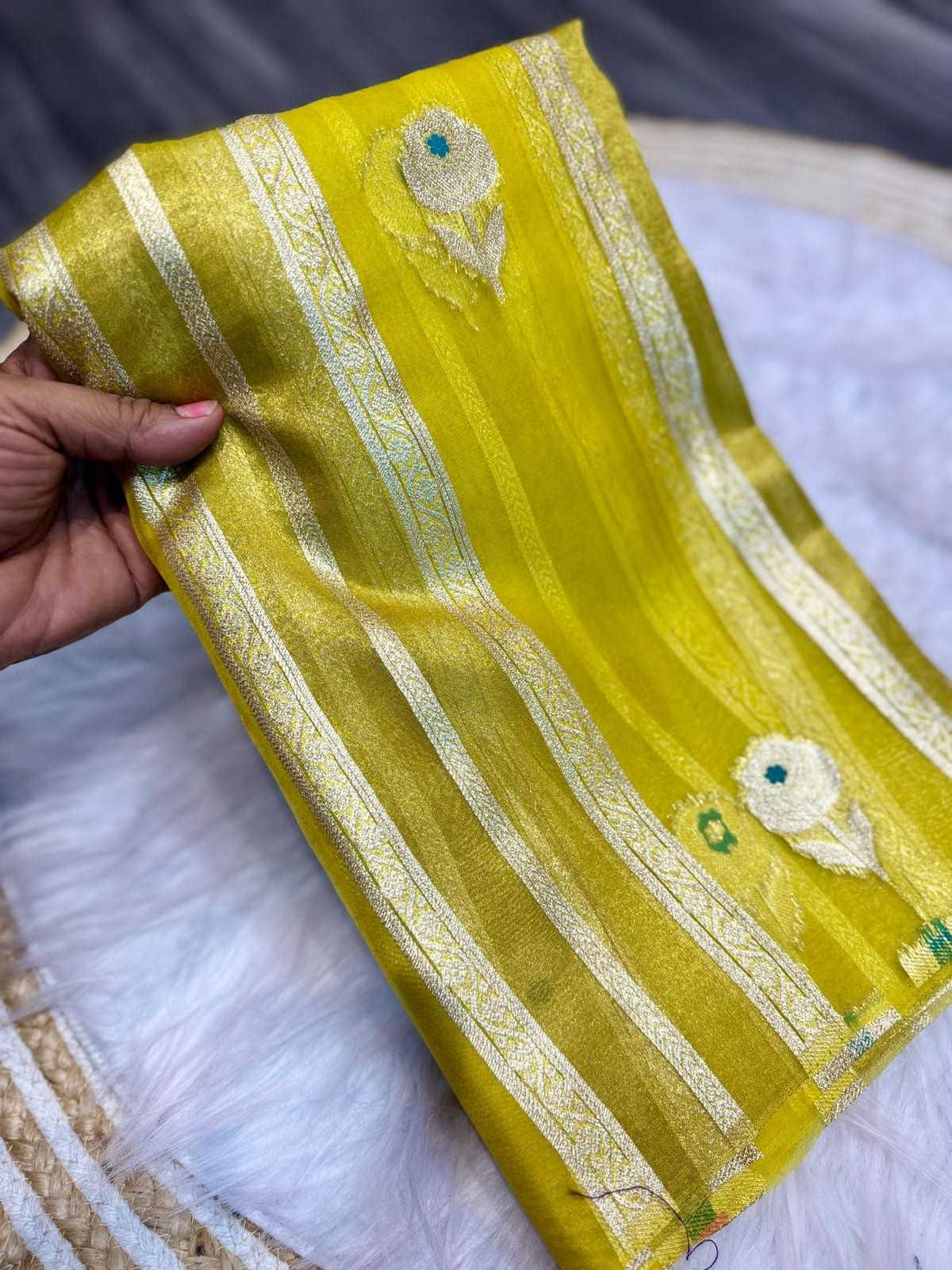 Ynf Tissue Silk KESH484 SUMMER HEAT Silk Sarees Wholesale Banarasi Silk Sarees Brocade Sarees Zari Border Silk Sarees Manufacturer- Kapda Export