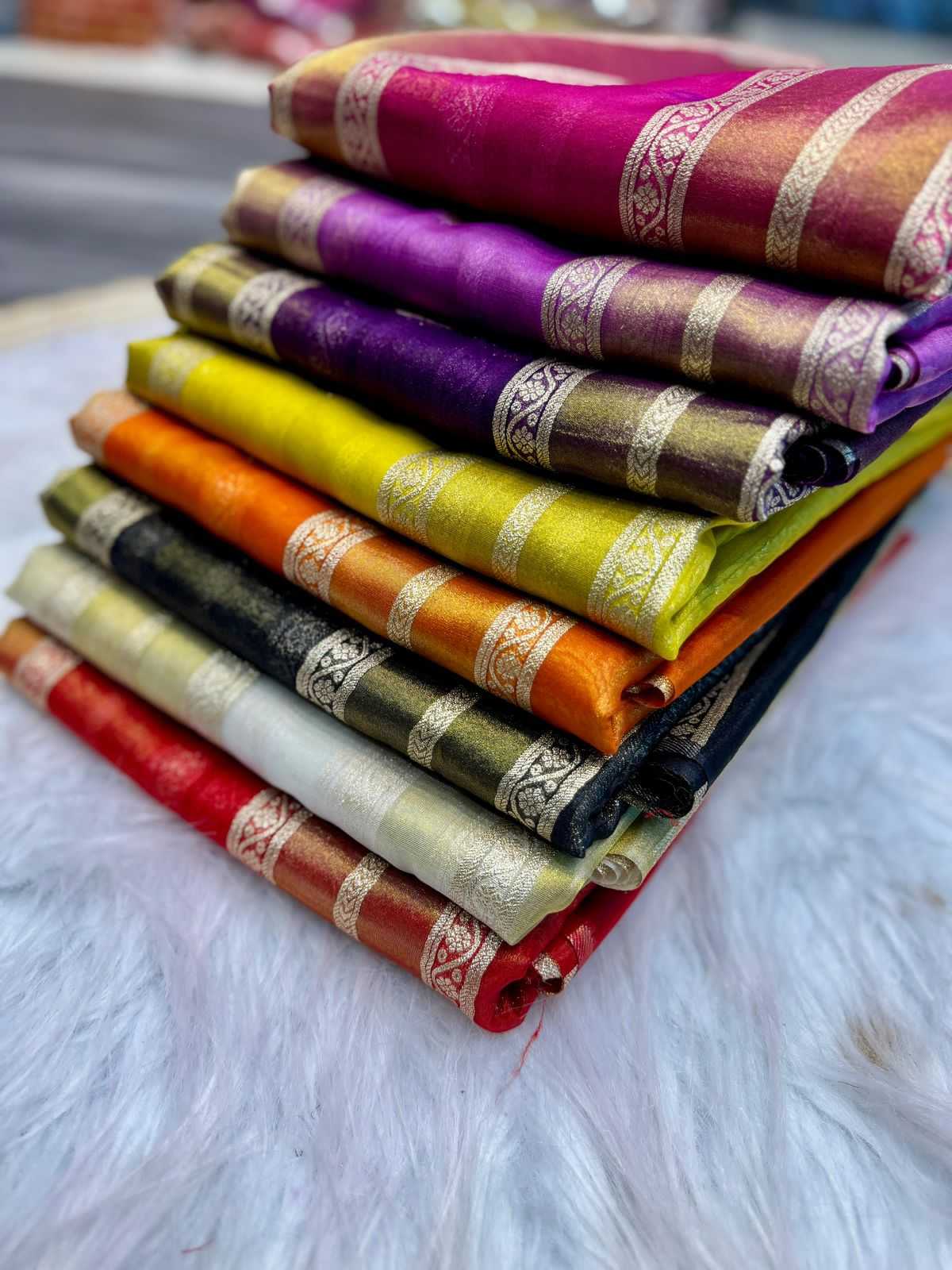 Ynf Tissue Silk KESH484 SUMMER HEAT Silk Sarees Wholesale Banarasi Silk Sarees Brocade Sarees Zari Border Silk Sarees Manufacturer- Kapda Export