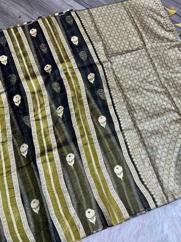 Ynf Tissue Silk KESH484 SUMMER HEAT Silk Sarees Wholesale Banarasi Silk Sarees Brocade Sarees Zari Border Silk Sarees Manufacturer- Kapda Export