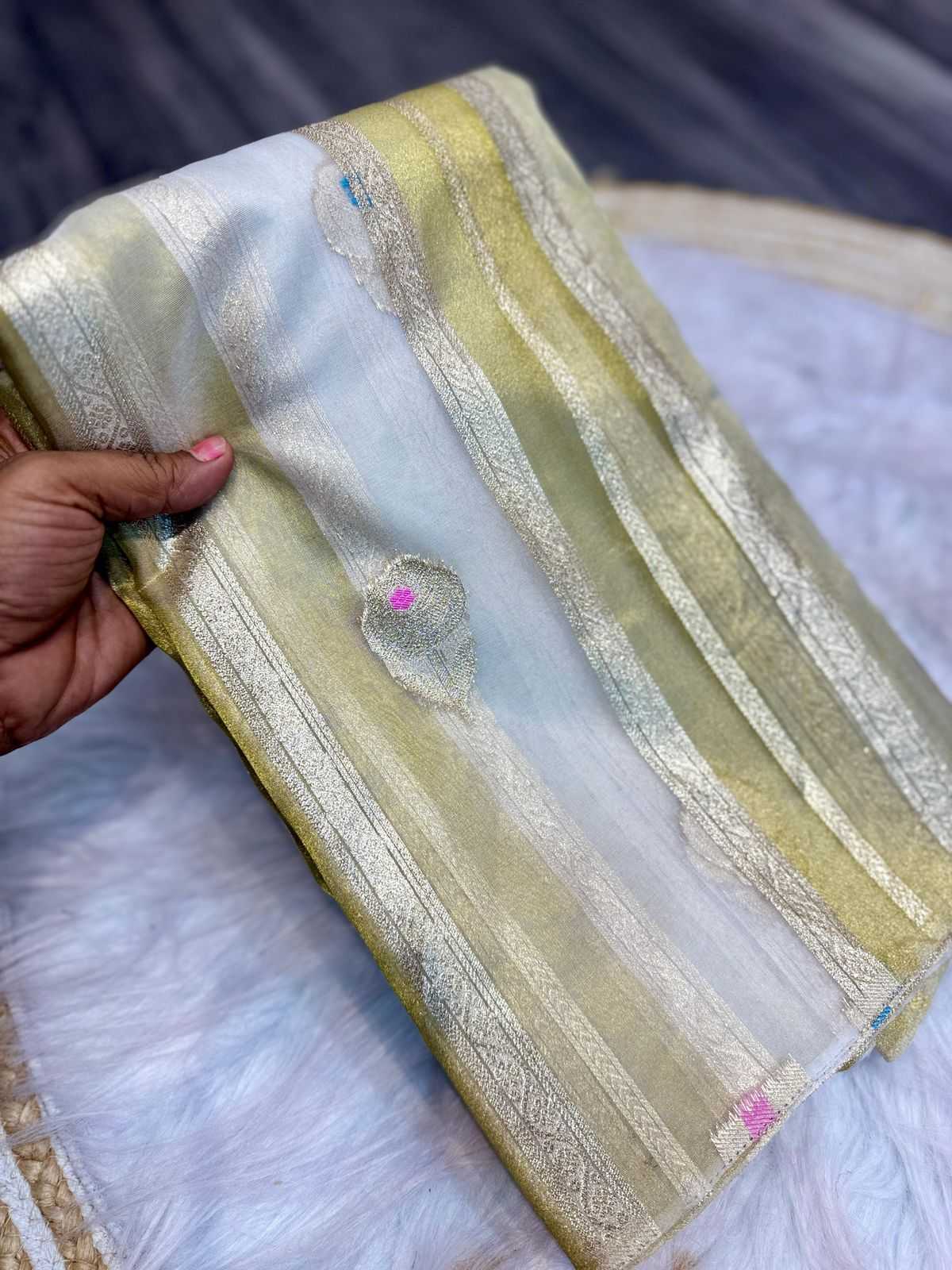 Ynf Tissue Silk KESH484 SUMMER HEAT Silk Sarees Wholesale Banarasi Silk Sarees Brocade Sarees Zari Border Silk Sarees Manufacturer- Kapda Export