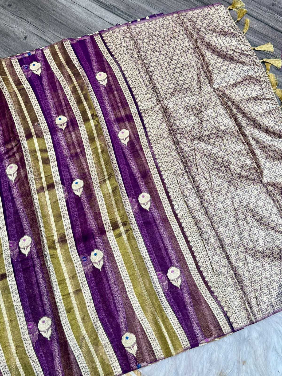 Ynf Tissue Silk KESH484 SUMMER HEAT Silk Sarees Wholesale Banarasi Silk Sarees Brocade Sarees Zari Border Silk Sarees Manufacturer- Kapda Export