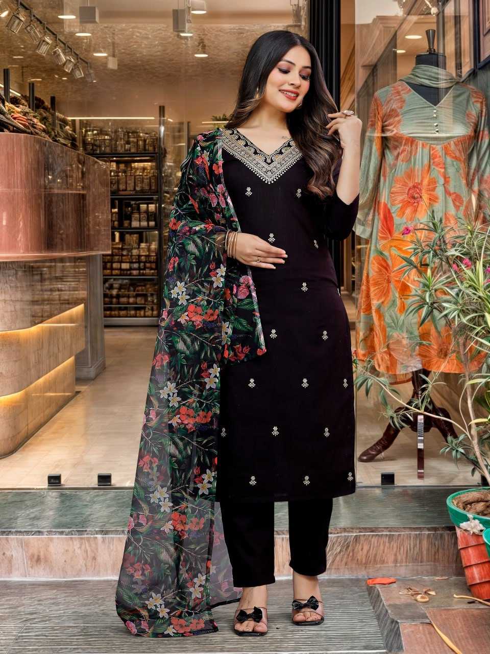 Ynf Viscose KESH595 D115 Kurti Festive Collections Wholesale Fancy Kurti Black Kurtis Navratri Dresses Manufacturer- Kapda Export