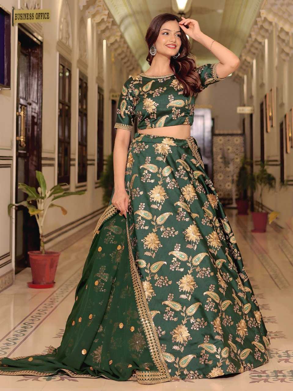 Ynf Art Silk KESH530 17420 Lehengas Wholesale Fancy Lehenga Embroidered Lehenga Lehenga For Mehndi Sequins Lehenga Manufacturer- Kapda Export