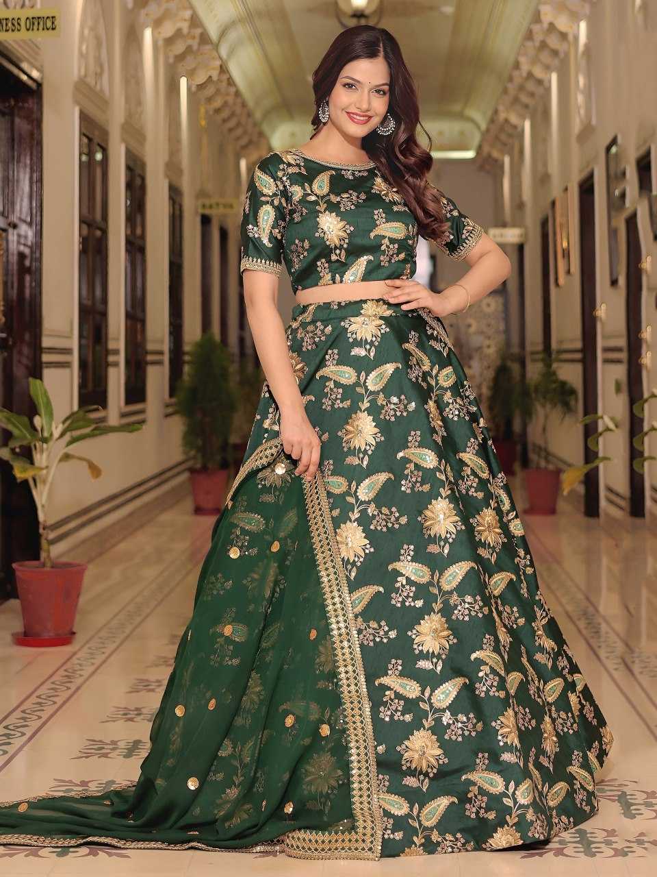 Ynf Art Silk KESH530 17420 Lehengas Wholesale Fancy Lehenga Embroidered Lehenga Lehenga For Mehndi Sequins Lehenga Manufacturer- Kapda Export