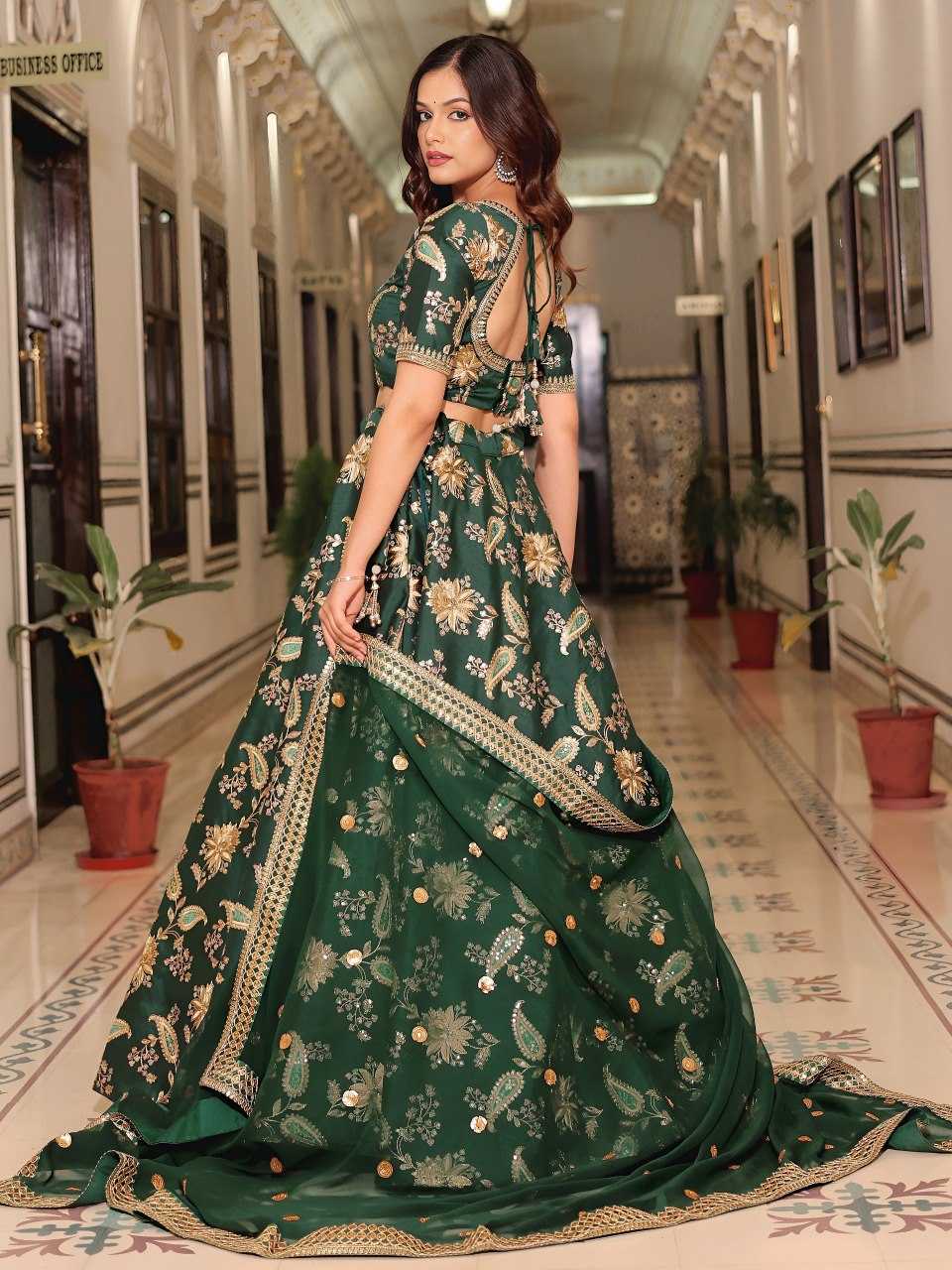 Ynf Art Silk KESH530 17420 Lehengas Wholesale Fancy Lehenga Embroidered Lehenga Lehenga For Mehndi Sequins Lehenga Manufacturer- Kapda Export