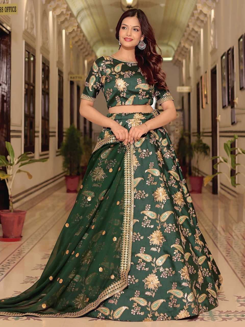 Ynf Art Silk KESH530 17420 Lehengas Wholesale Fancy Lehenga Embroidered Lehenga Lehenga For Mehndi Sequins Lehenga Manufacturer- Kapda Export