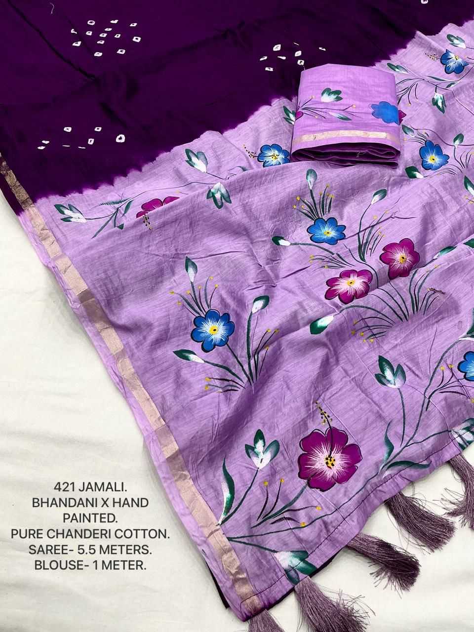 Ynf Chanderi Cotton KESH433 421 Sarees Wholesale Fancy Sarees Hand Printed Saree Bandhani Sarees Manufacturer- Kapda Export