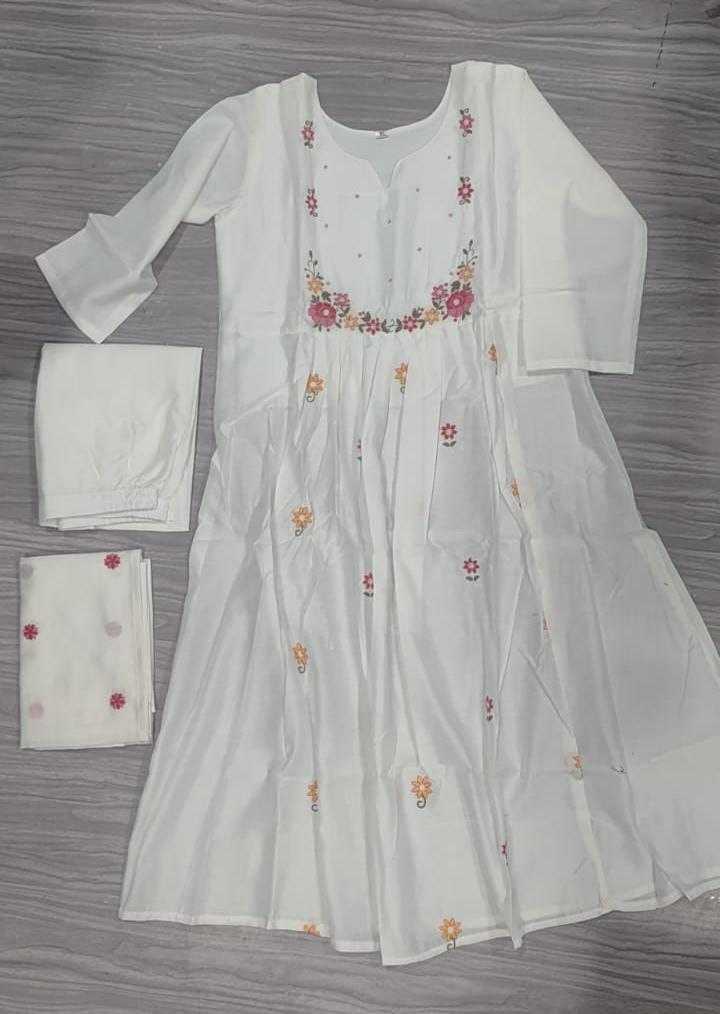 Ynf Chanderi Soft RIN193 MANVI Kurti Wholesale Long Kurtis Designer Kurtis White Kurtis Manufacturer- Kapda Export