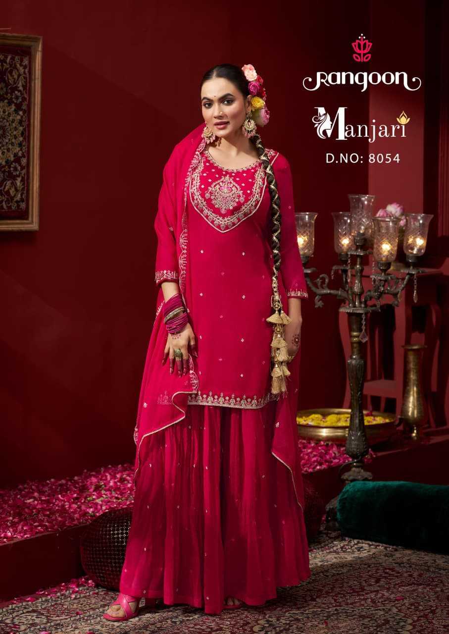 Ynf Chiffon RIN190 Rangoon MANJARI Setwise Collections Wholesale Dresses & Suits Catalogs Manufacturer- Kapda Export