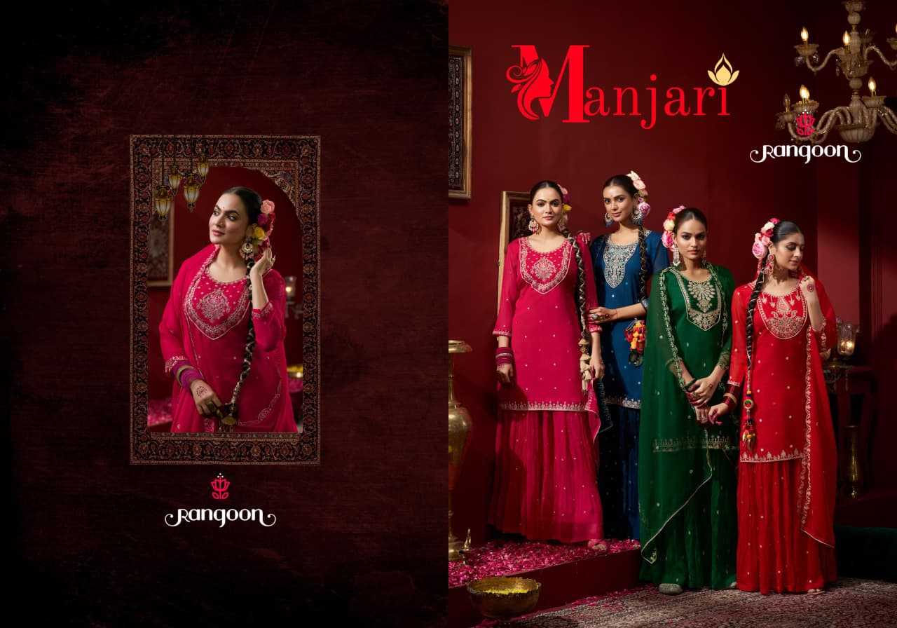 Ynf Chiffon RIN190 Rangoon MANJARI Setwise Collections Wholesale Dresses & Suits Catalogs Manufacturer- Kapda Export