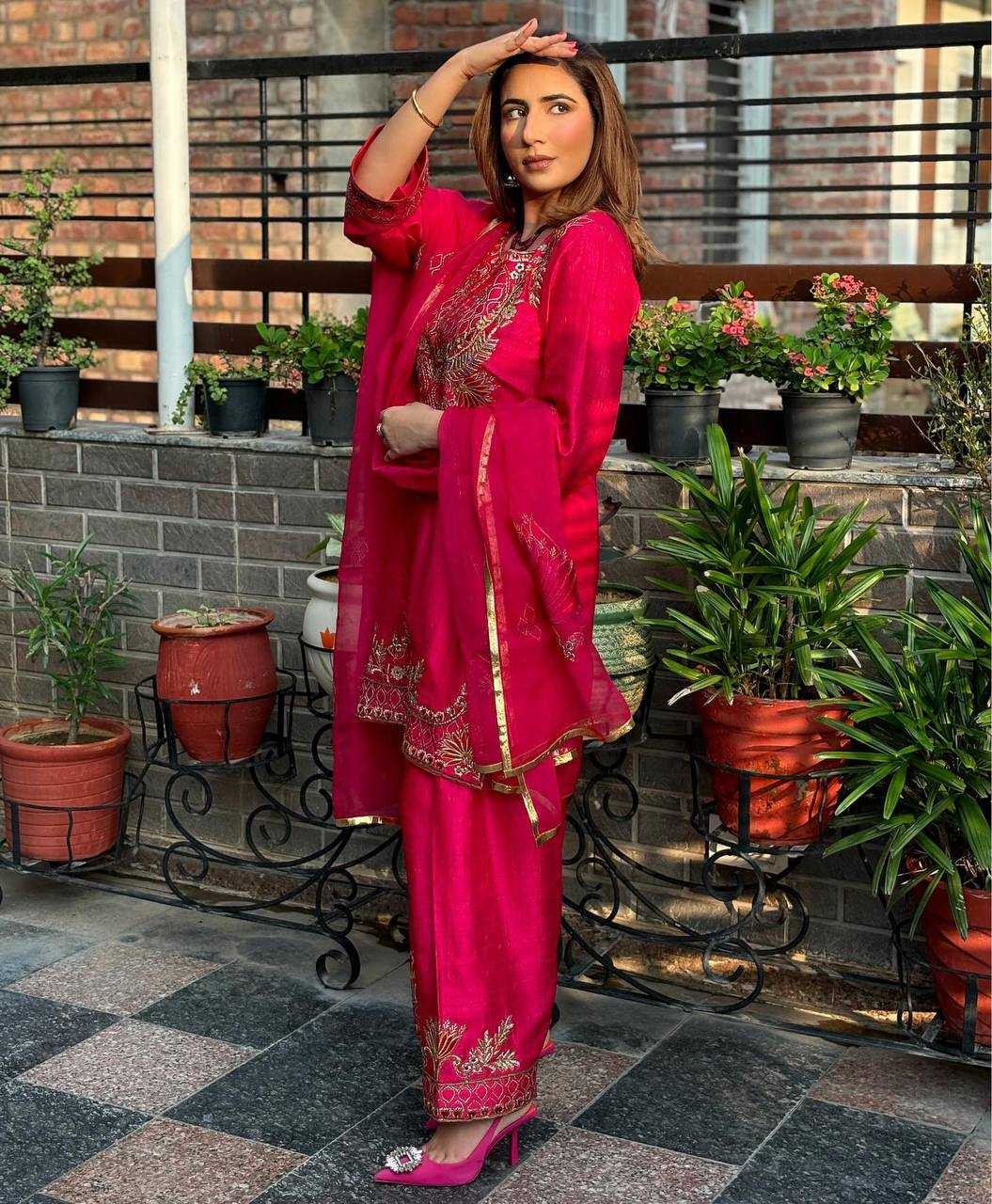 Ynf Chinon KESH528 2007 Suits & Dresses Wholesale Party wear suits Embroidered Suits Pink Salwar Suit Manufacturer- Kapda Export
