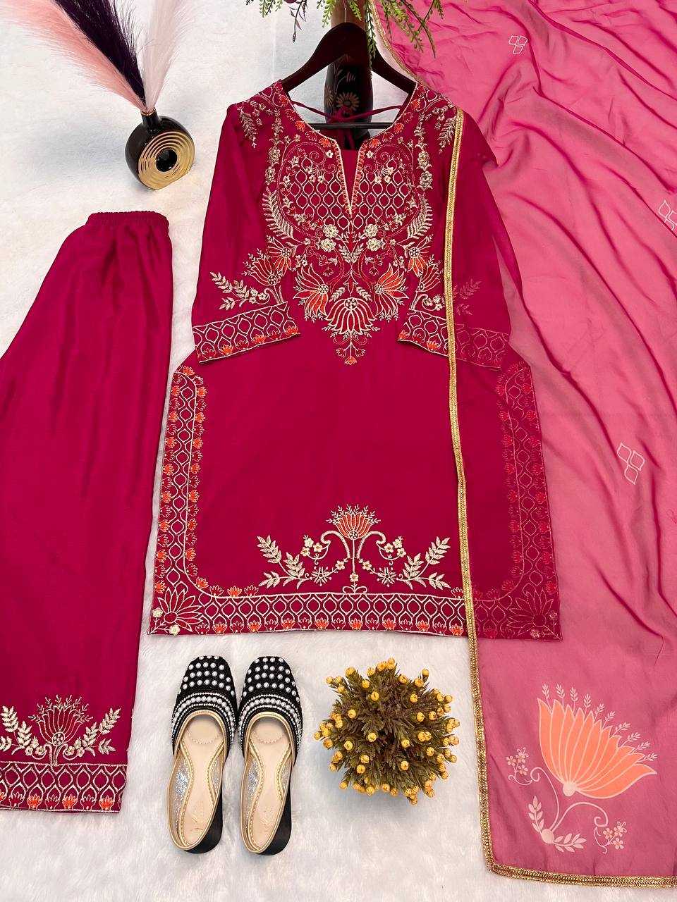 Ynf Chinon KESH528 2007 Suits & Dresses Wholesale Party wear suits Embroidered Suits Pink Salwar Suit Manufacturer- Kapda Export