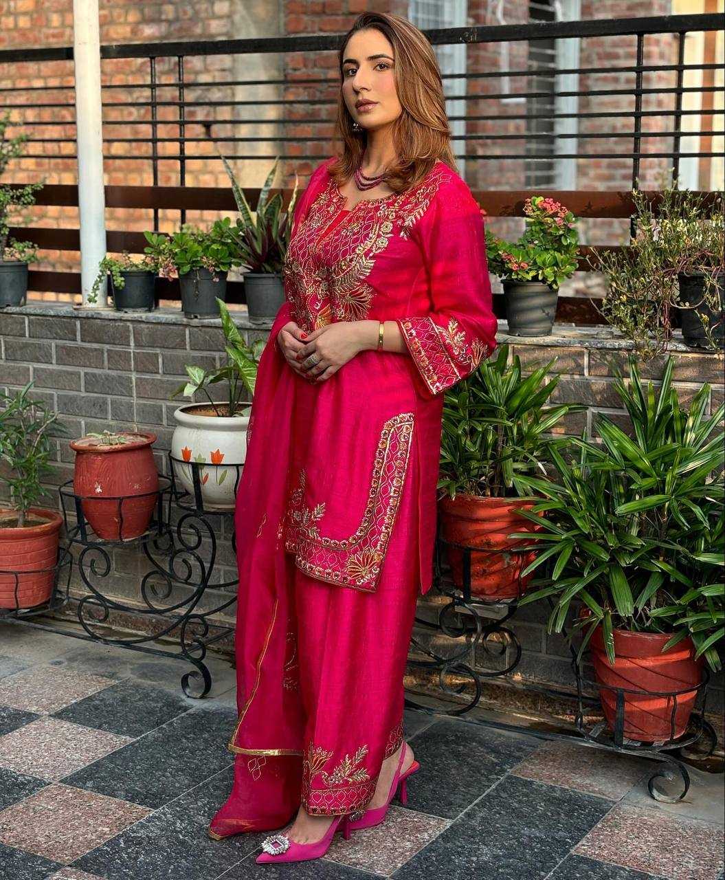 Ynf Chinon KESH528 2007 Suits & Dresses Wholesale Party wear suits Embroidered Suits Pink Salwar Suit Manufacturer- Kapda Export