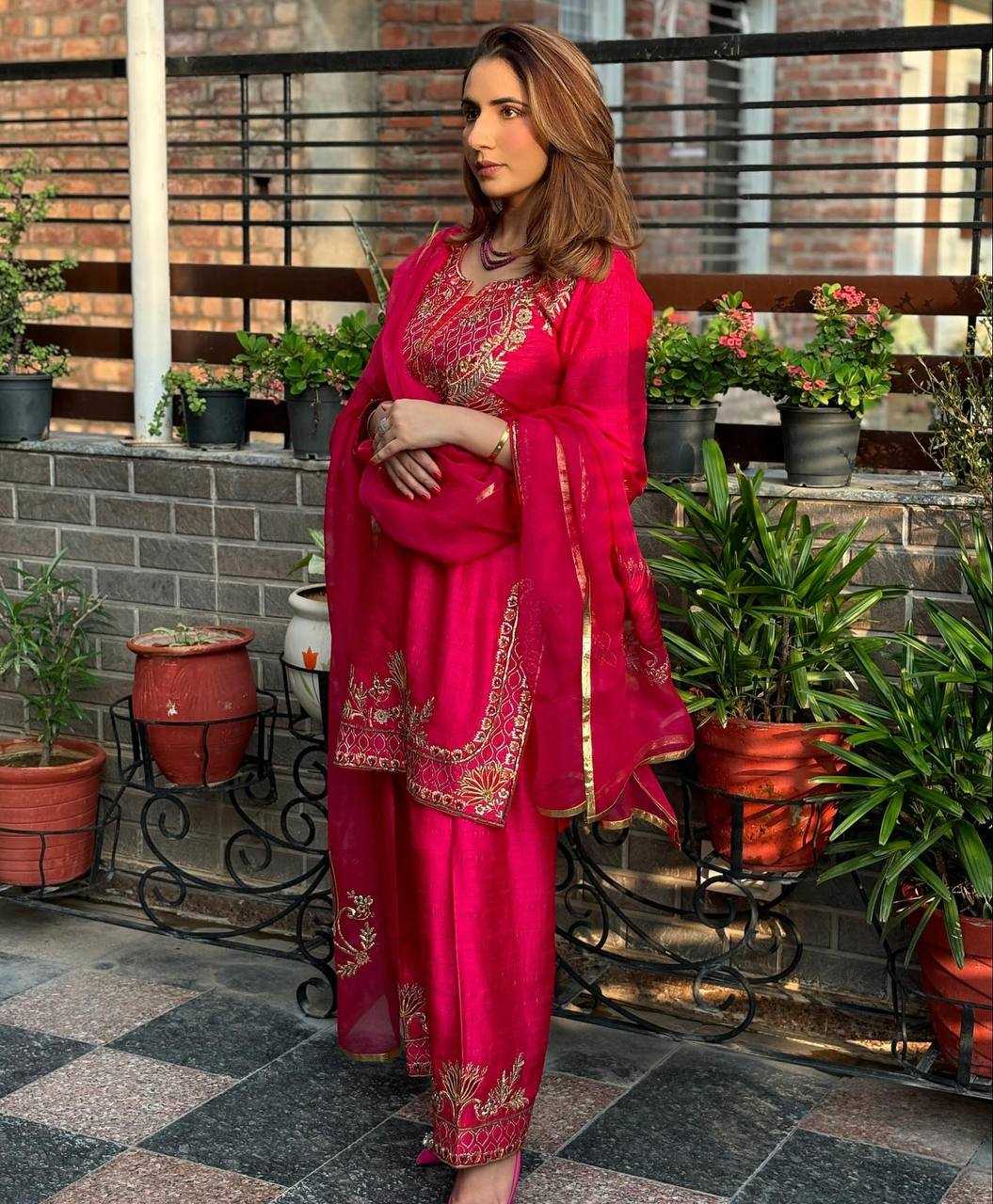 Ynf Chinon KESH528 2007 Suits & Dresses Wholesale Party wear suits Embroidered Suits Pink Salwar Suit Manufacturer- Kapda Export