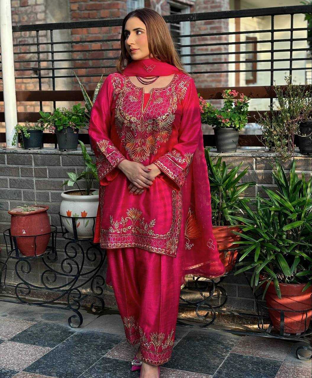 Ynf Chinon KESH528 2007 Suits & Dresses Wholesale Party wear suits Embroidered Suits Pink Salwar Suit Manufacturer- Kapda Export