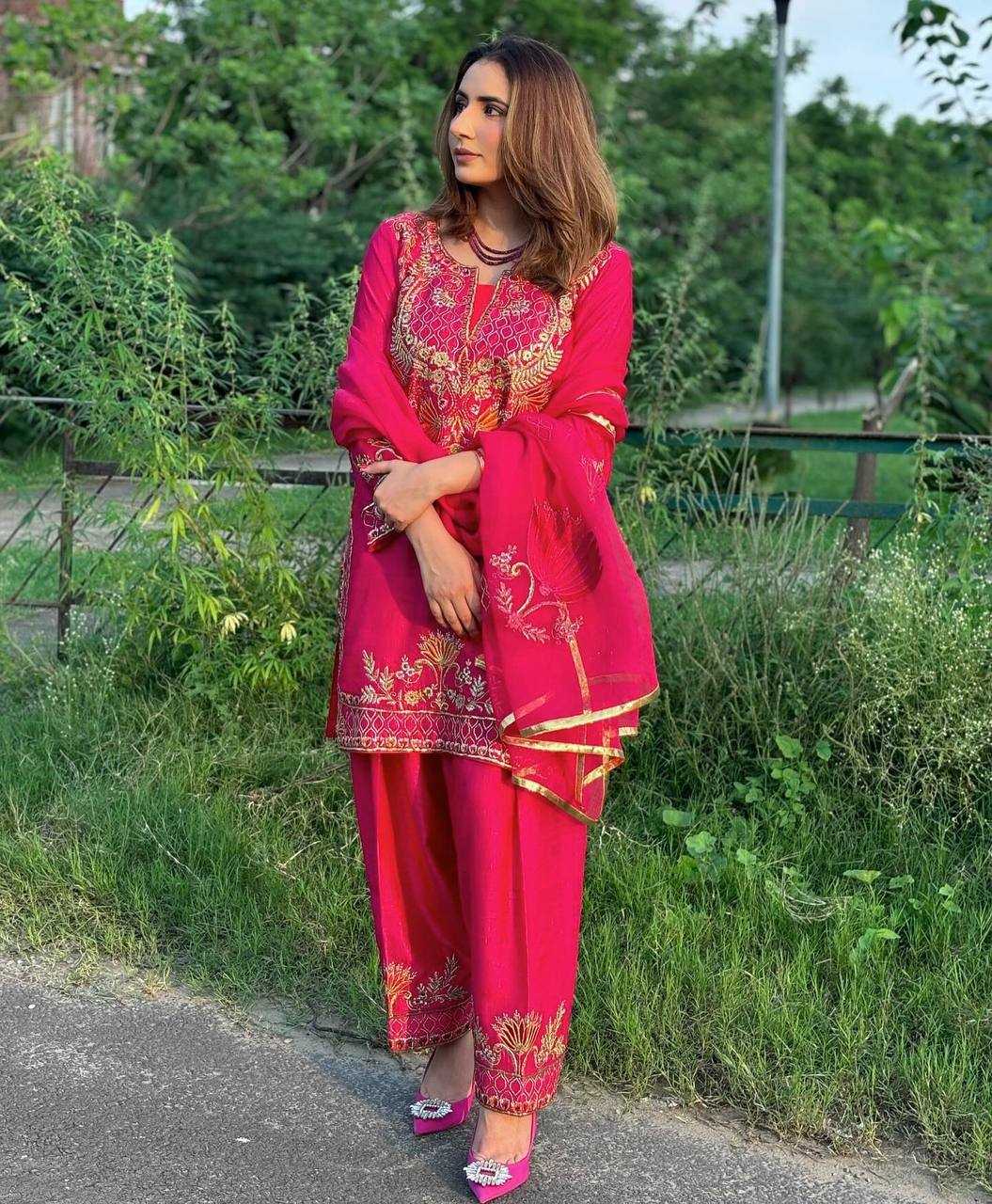 Ynf Chinon KESH528 2007 Suits & Dresses Wholesale Party wear suits Embroidered Suits Pink Salwar Suit Manufacturer- Kapda Export