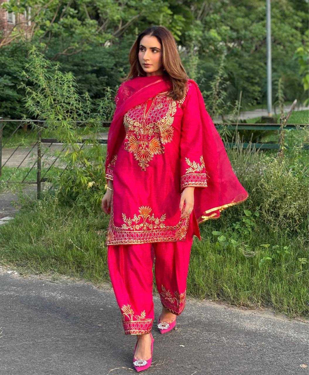 Ynf Chinon KESH528 2007 Suits & Dresses Wholesale Party wear suits Embroidered Suits Pink Salwar Suit Manufacturer- Kapda Export