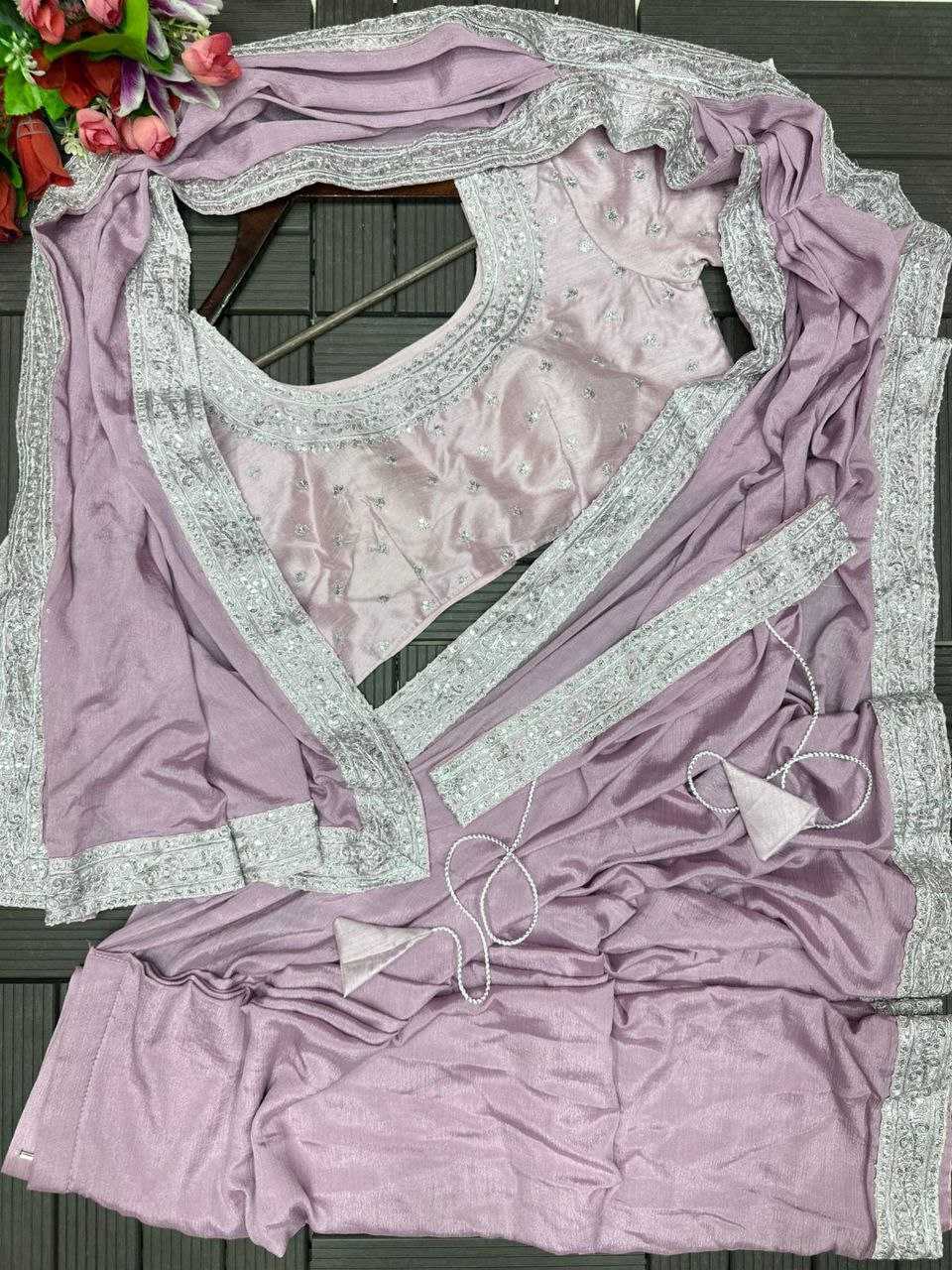 Ynf Chinon KESH591 202 Sarees Wholesale Work Sarees Embroidered Sarees Heavy Sarees Manufacturer- Kapda Export