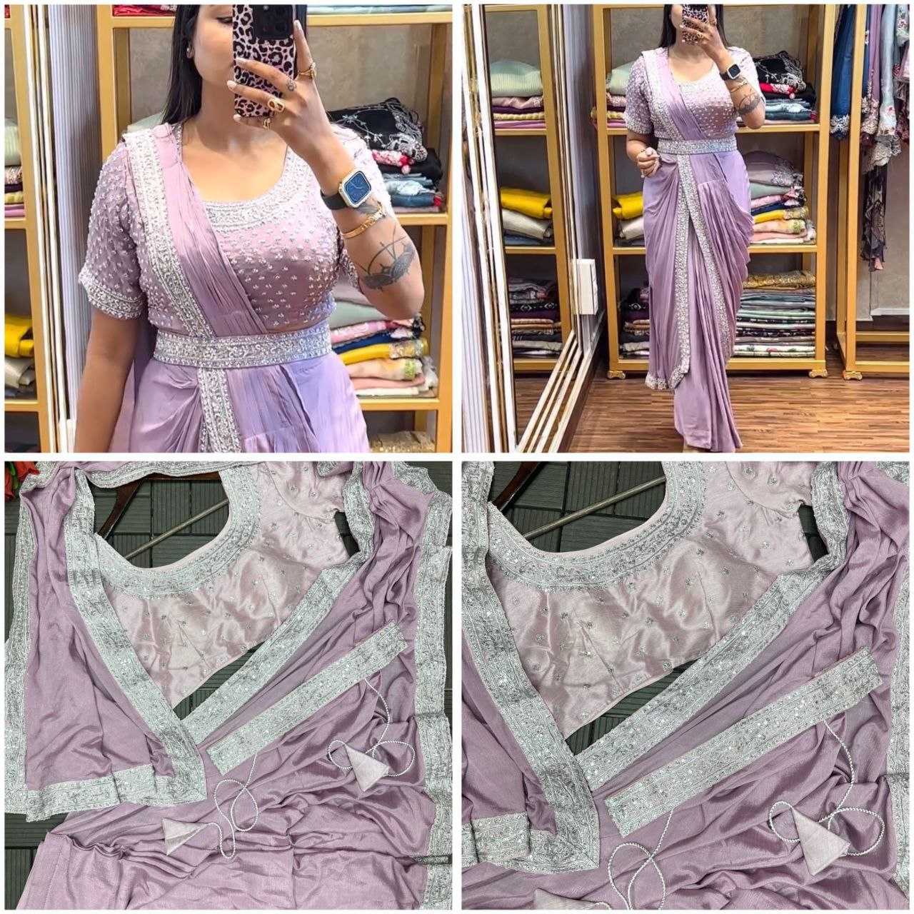 Ynf Chinon KESH591 202 Sarees Wholesale Work Sarees Embroidered Sarees Heavy Sarees Manufacturer- Kapda Export