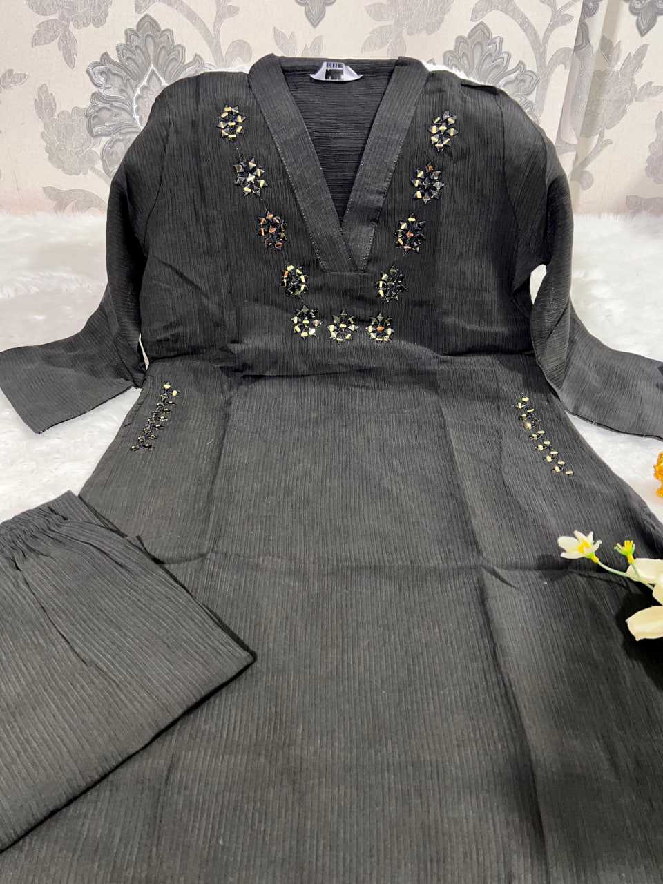 Ynf Chinon KESH594 159 Kurti Festive Collections Wholesale Kurtis With Bottom Mirror Work Kurti Kurtis With Pockets Manufacturer- Kapda Export