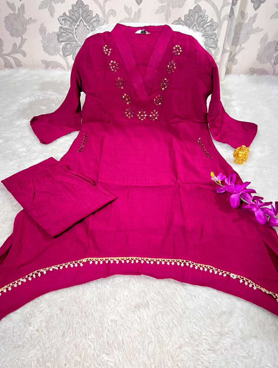 Ynf Chinon KESH594 159 Kurti Festive Collections Wholesale Kurtis With Bottom Mirror Work Kurti Kurtis With Pockets Manufacturer- Kapda Export