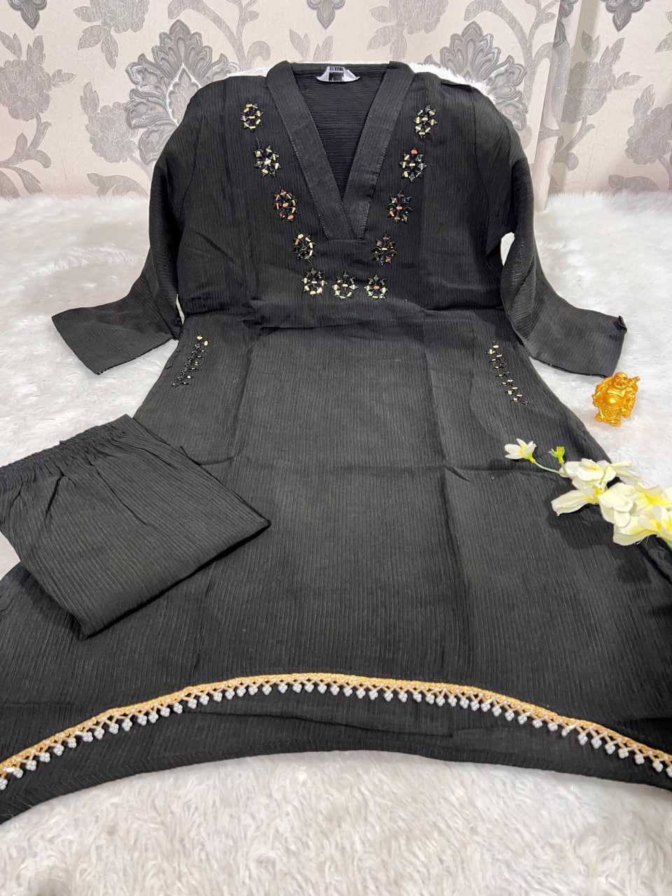 Ynf Chinon KESH594 159 Kurti Festive Collections Wholesale Kurtis With Bottom Mirror Work Kurti Kurtis With Pockets Manufacturer- Kapda Export