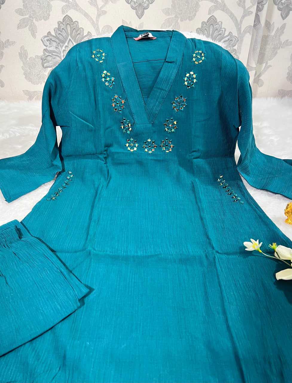 Ynf Chinon KESH594 159 Kurti Festive Collections Wholesale Kurtis With Bottom Mirror Work Kurti Kurtis With Pockets Manufacturer- Kapda Export