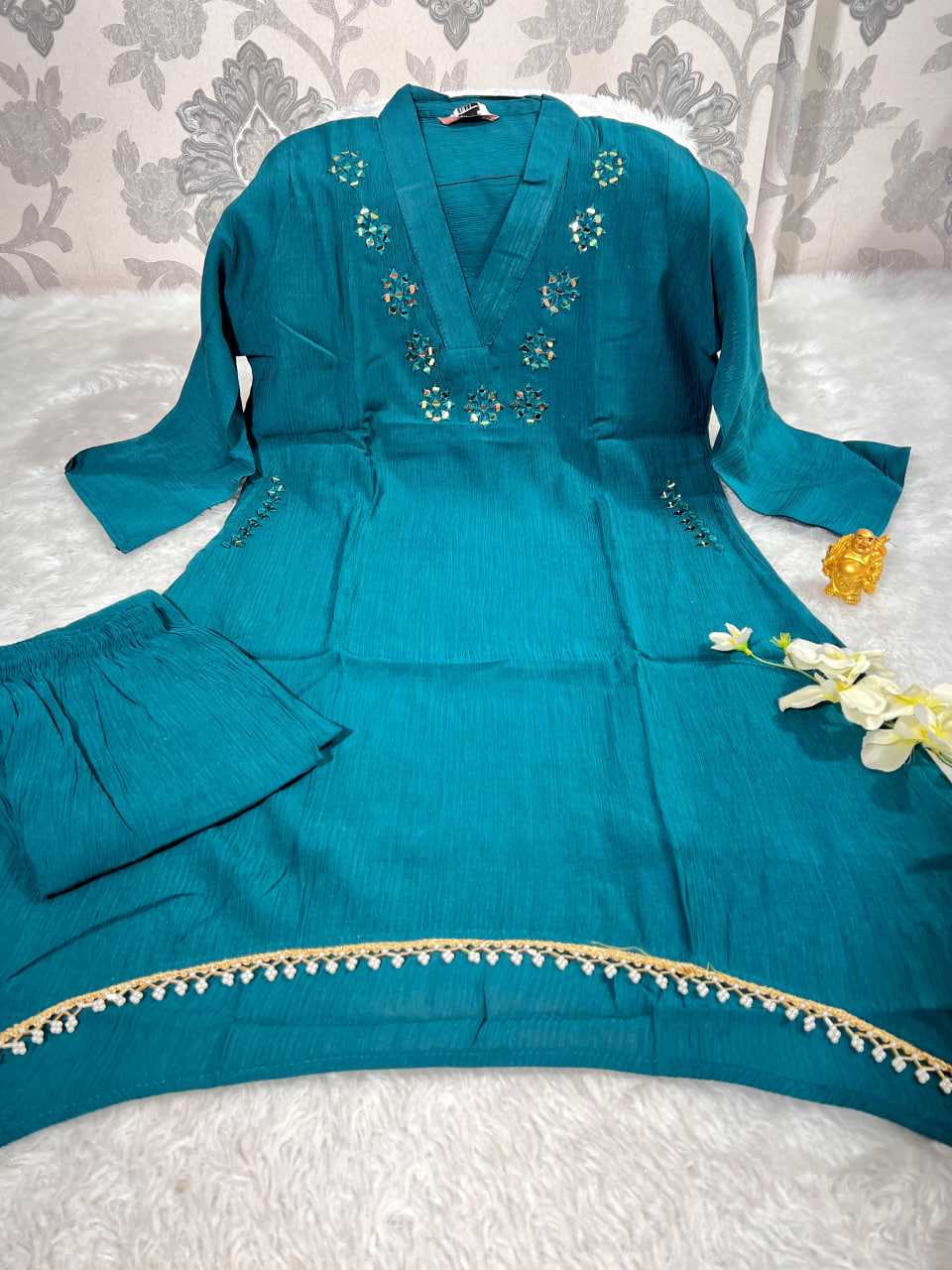 Ynf Chinon KESH594 159 Kurti Festive Collections Wholesale Kurtis With Bottom Mirror Work Kurti Kurtis With Pockets Manufacturer- Kapda Export