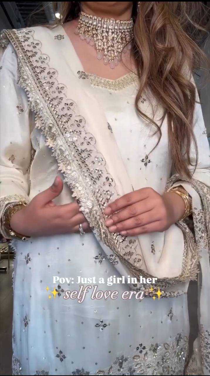 Ynf Chinon RIN141 1998 Suits & Dresses Wholesale Sharara Salwar Suits Embroidery Suits White Salwar Suit Manufacturer- Kapda Export