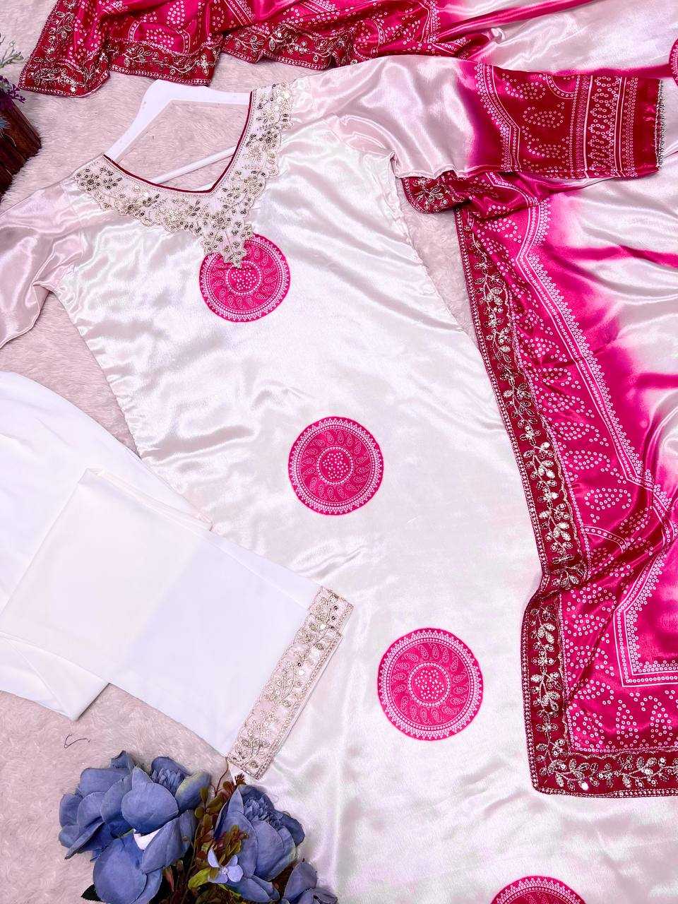 Ynf Chinon Silk KESH159 1046 Suits & Dresses Wholesale Printed Suits Ladies Silk Suit White Salwar Suit Manufacturer- Kapda Export