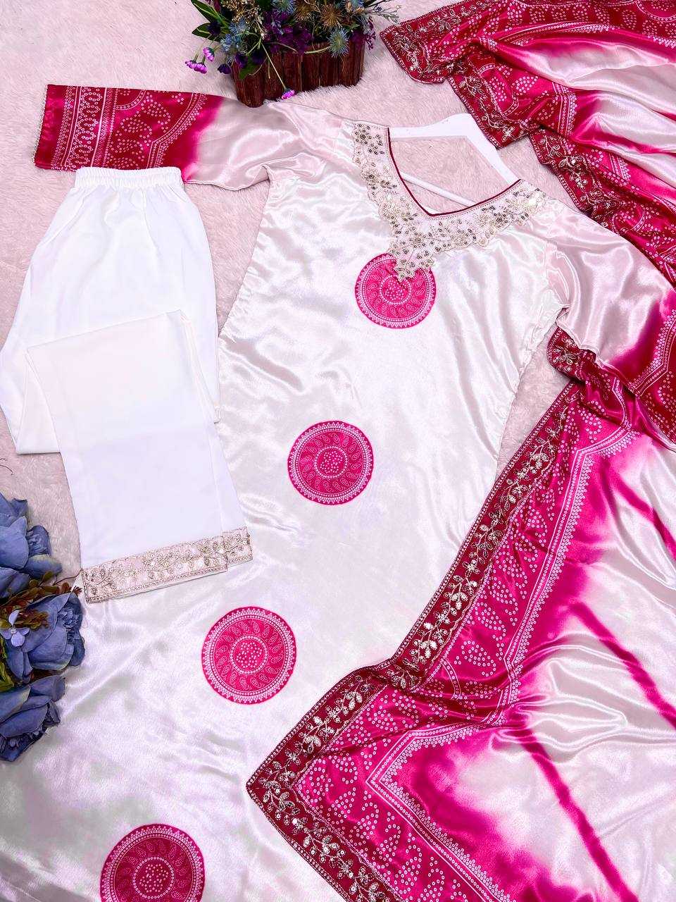 Ynf Chinon Silk KESH159 1046 Suits & Dresses Wholesale Printed Suits Ladies Silk Suit White Salwar Suit Manufacturer- Kapda Export