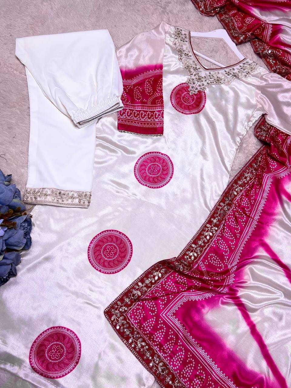 Ynf Chinon Silk KESH159 1046 Suits & Dresses Wholesale Printed Suits Ladies Silk Suit White Salwar Suit Manufacturer- Kapda Export