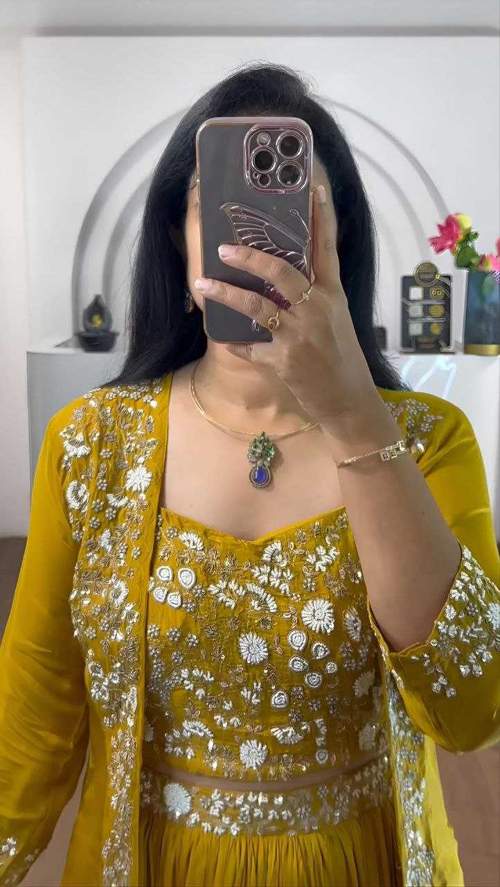 Ynf Chinon Silk KESH516 9302 Lehengas Wholesale Fancy Lehenga Embroidered Lehenga Jacket Style Lehenga Sequins Lehenga Manufacturer- Kapda Export