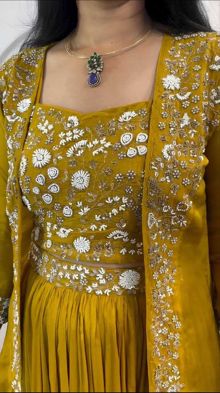 Ynf Chinon Silk KESH516 9302 Lehengas Wholesale Fancy Lehenga Embroidered Lehenga Jacket Style Lehenga Sequins Lehenga Manufacturer- Kapda Export