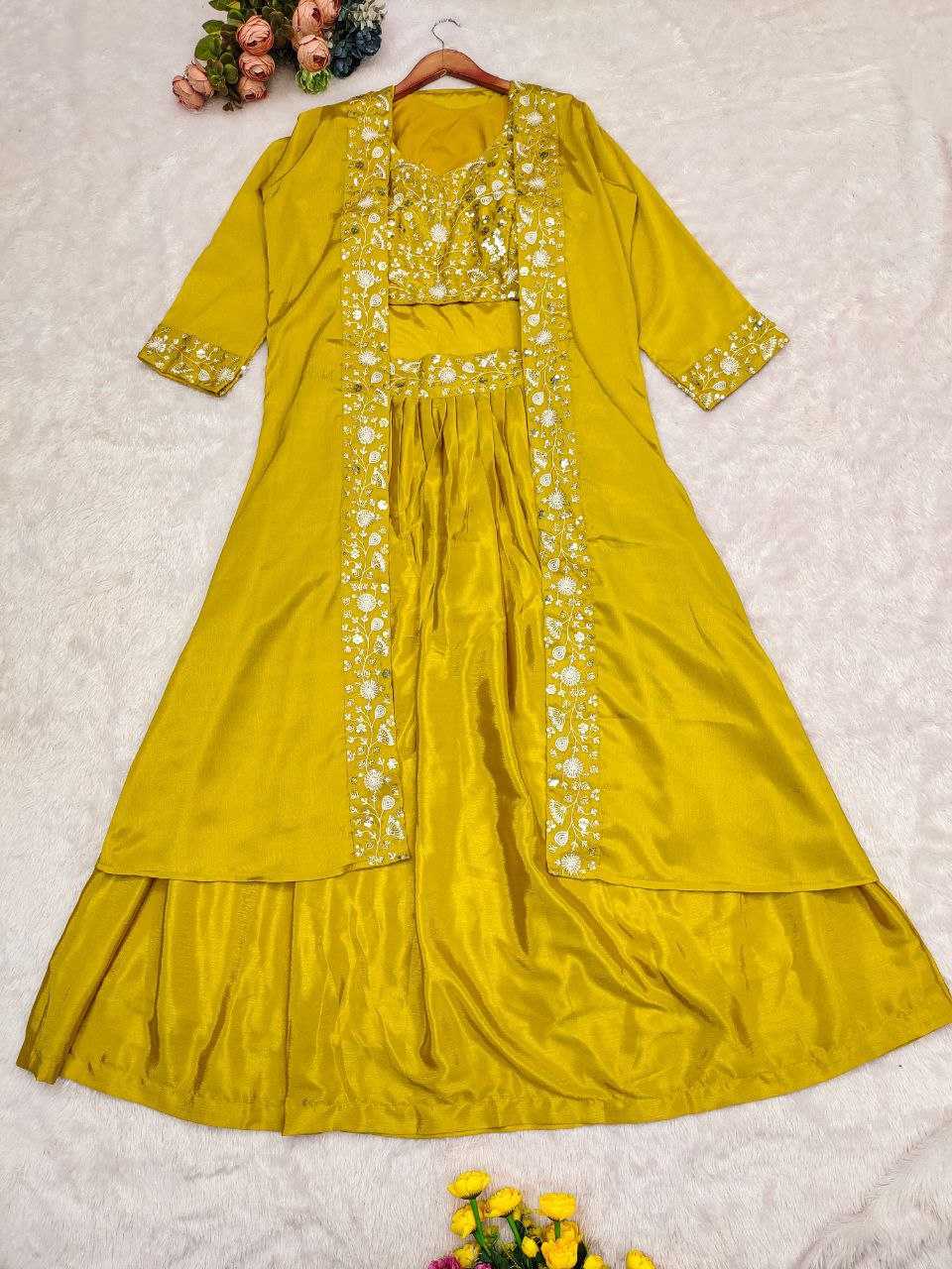 Ynf Chinon Silk KESH516 9302 Lehengas Wholesale Fancy Lehenga Embroidered Lehenga Jacket Style Lehenga Sequins Lehenga Manufacturer- Kapda Export