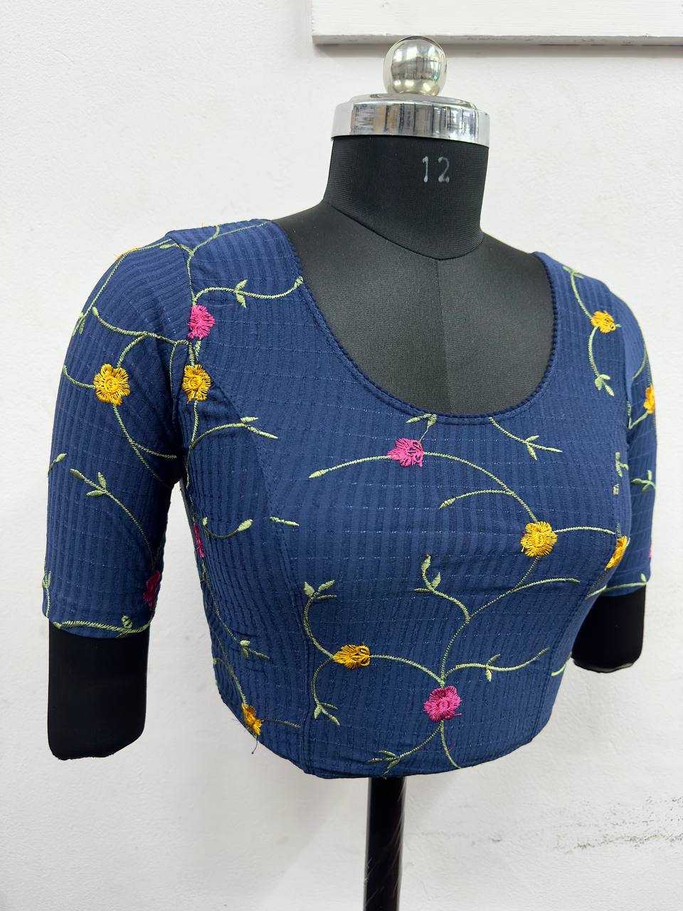 Ynf Cotton Lycra KESH437 122 Readymade Blouses Festive Collections Wholesale Stretchable Blouse Embroidered Blouses Cotton Blouse Manufacturer- Kapda Export