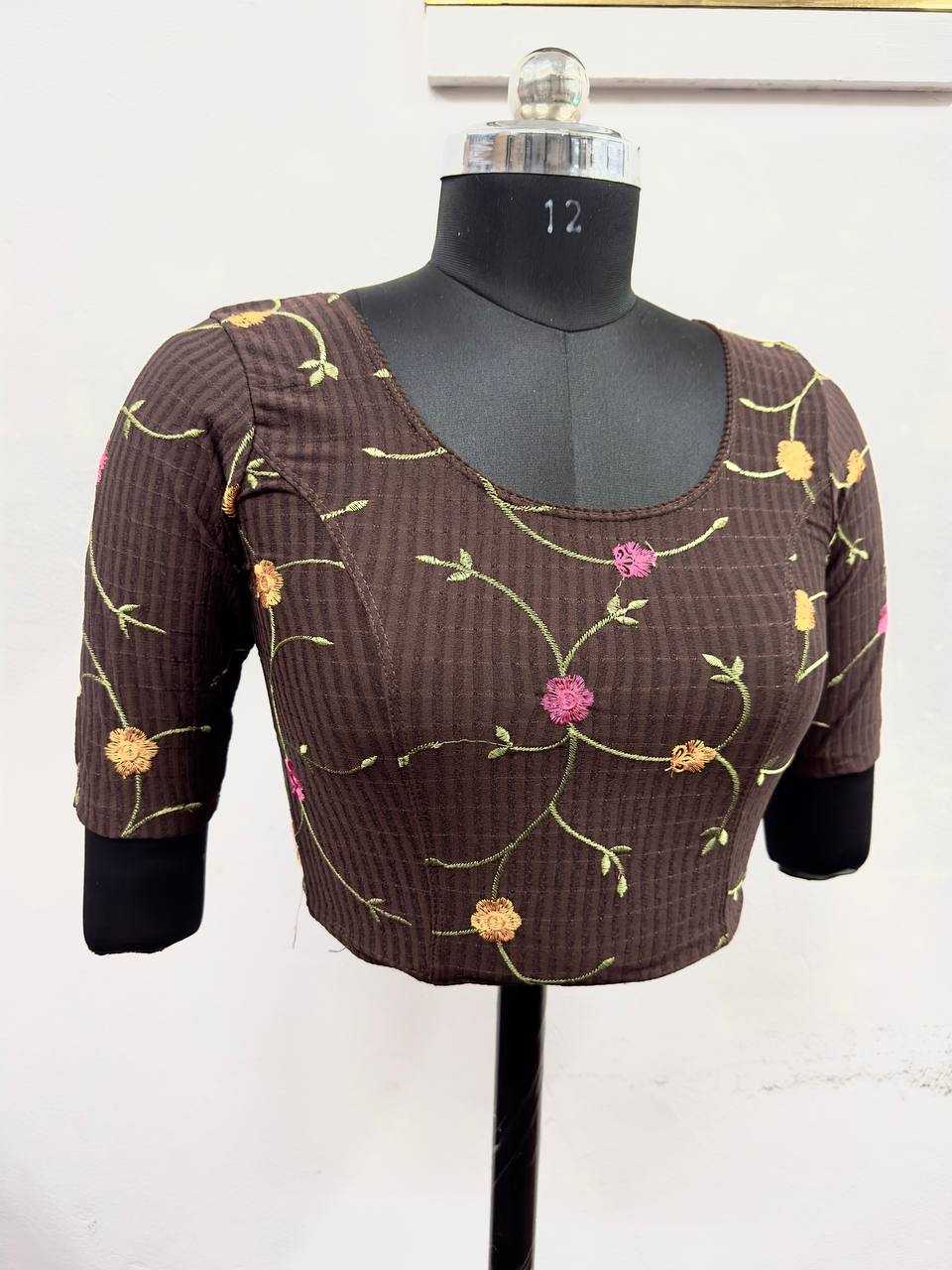 Ynf Cotton Lycra KESH437 122 Readymade Blouses Festive Collections Wholesale Stretchable Blouse Embroidered Blouses Cotton Blouse Manufacturer- Kapda Export