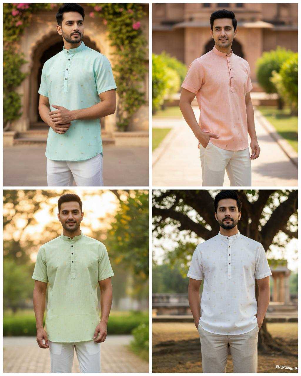 Ynf Cotton RIN125 B-Desi Mens Wear Wholesale Casual Wear Men Short Kurta Manufacturer- Kapda Export