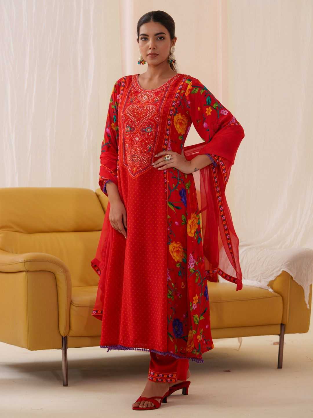 Ynf Crepe KESH448 104 Suits & Dresses Festive Collections Wholesale Printed Suits Ladies Salwar Suits Red Salwar Suit Manufacturer- Kapda Export