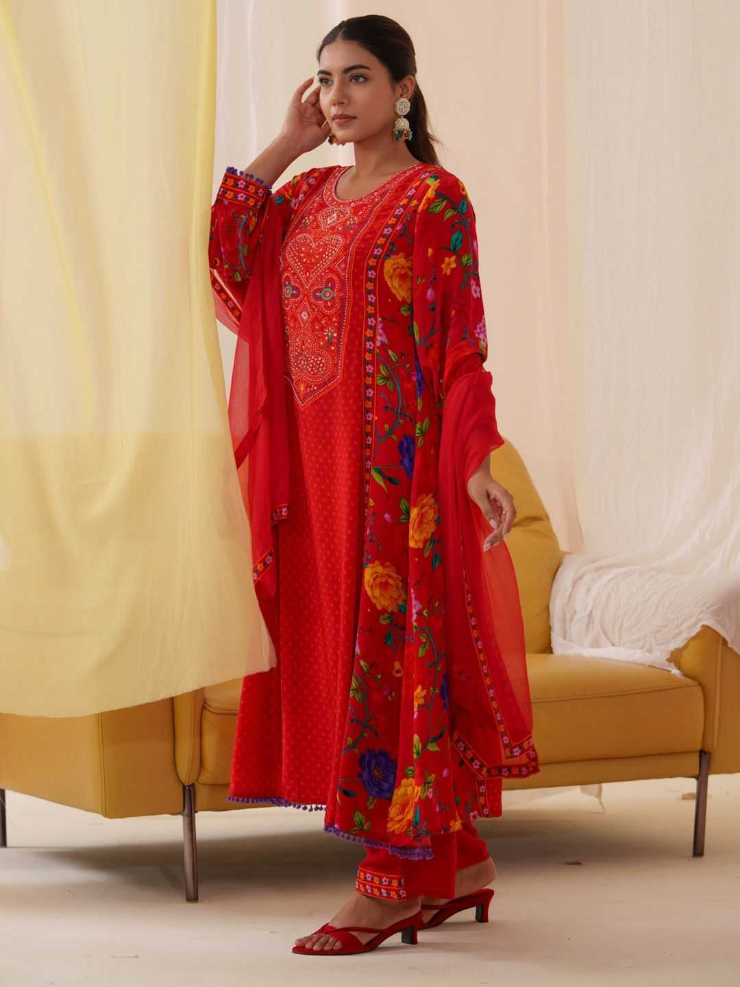 Ynf Crepe KESH448 104 Suits & Dresses Festive Collections Wholesale Printed Suits Ladies Salwar Suits Red Salwar Suit Manufacturer- Kapda Export