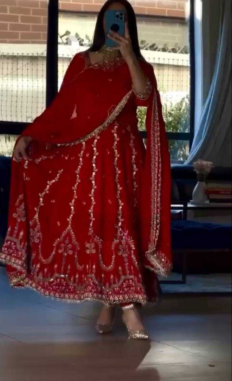 Ynf Crepe KESH528 3065 Gowns Wholesale Embroidery Gowns Anarkali Gown Maroon Gown Manufacturer- Kapda Export