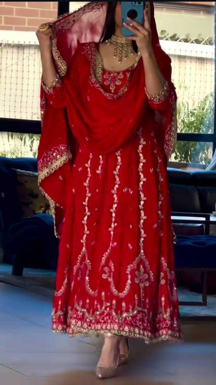 Ynf Crepe KESH528 3065 Gowns Wholesale Embroidery Gowns Anarkali Gown Maroon Gown Manufacturer- Kapda Export