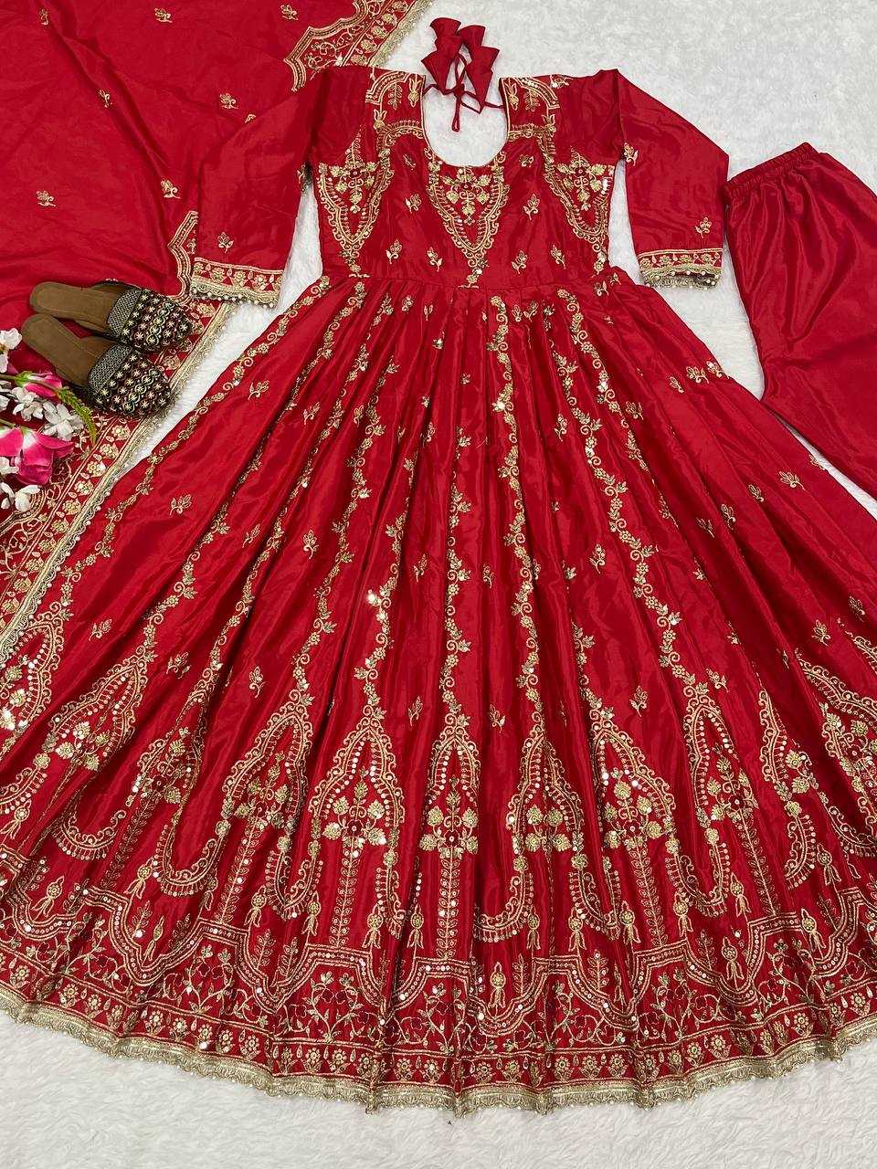 Ynf Crepe KESH528 3065 Gowns Wholesale Embroidery Gowns Anarkali Gown Maroon Gown Manufacturer- Kapda Export