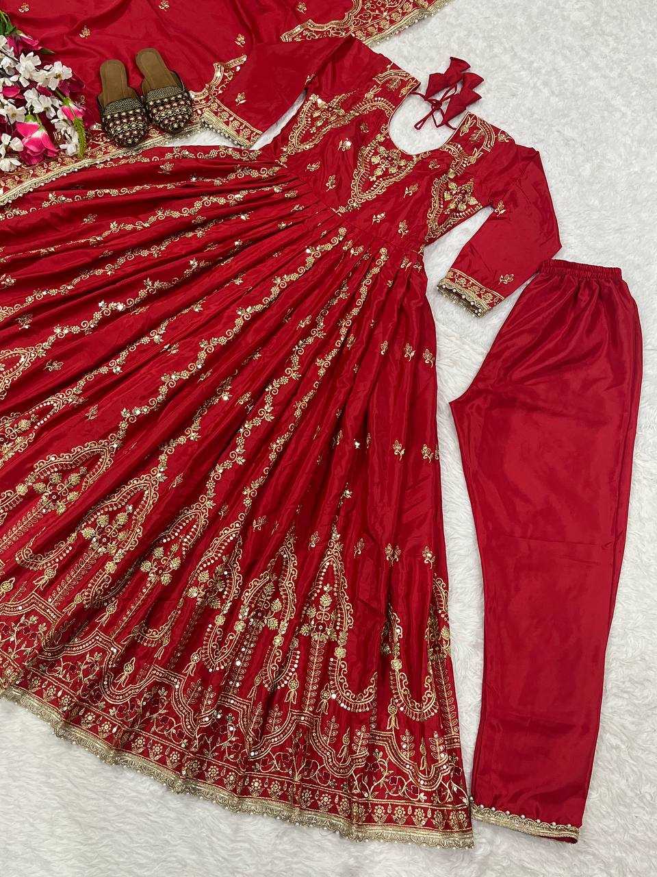 Ynf Crepe KESH528 3065 Gowns Wholesale Embroidery Gowns Anarkali Gown Maroon Gown Manufacturer- Kapda Export