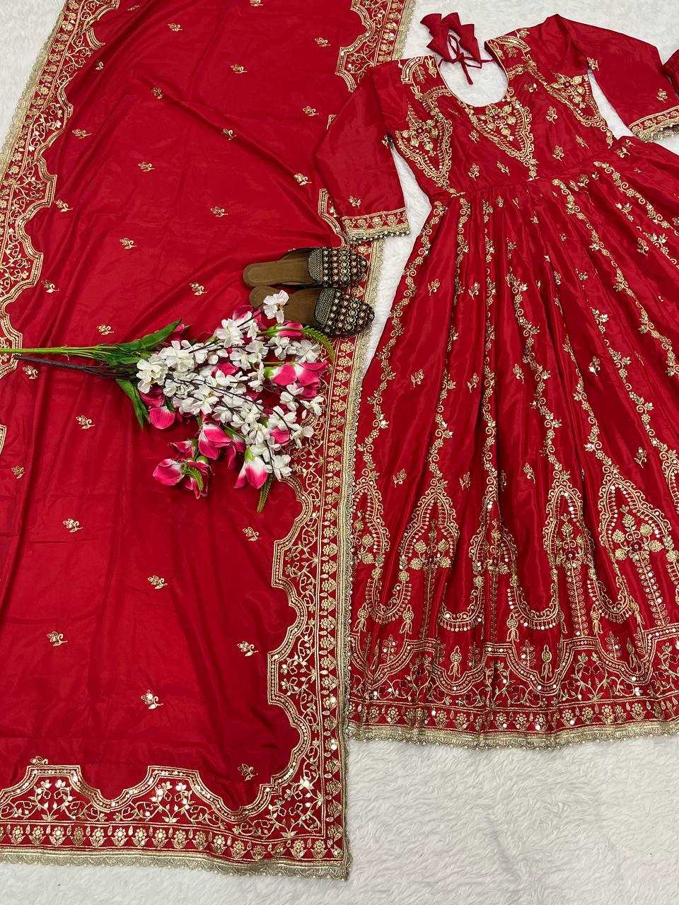 Ynf Crepe KESH528 3065 Gowns Wholesale Embroidery Gowns Anarkali Gown Maroon Gown Manufacturer- Kapda Export